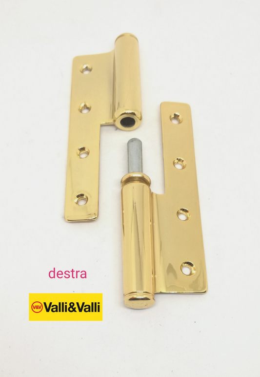 CERNIERA PORTA VALLI & VALLI / FORGES K237 Oro lucido mm.135x68 Dx / Sx