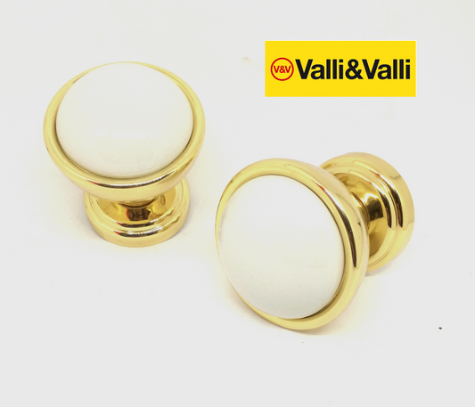 COPPIA POMOLO POMELLO PER PORTA VALLI E VALLI K144 Oro Zecchino Ceramica Bianca