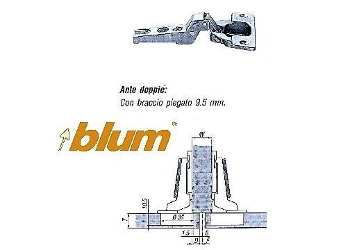 CERNIERA BLUM MODUL PER ANTA LEGNO A SORMONTO MEZZO COLLO FORO 35 CON MOLLA