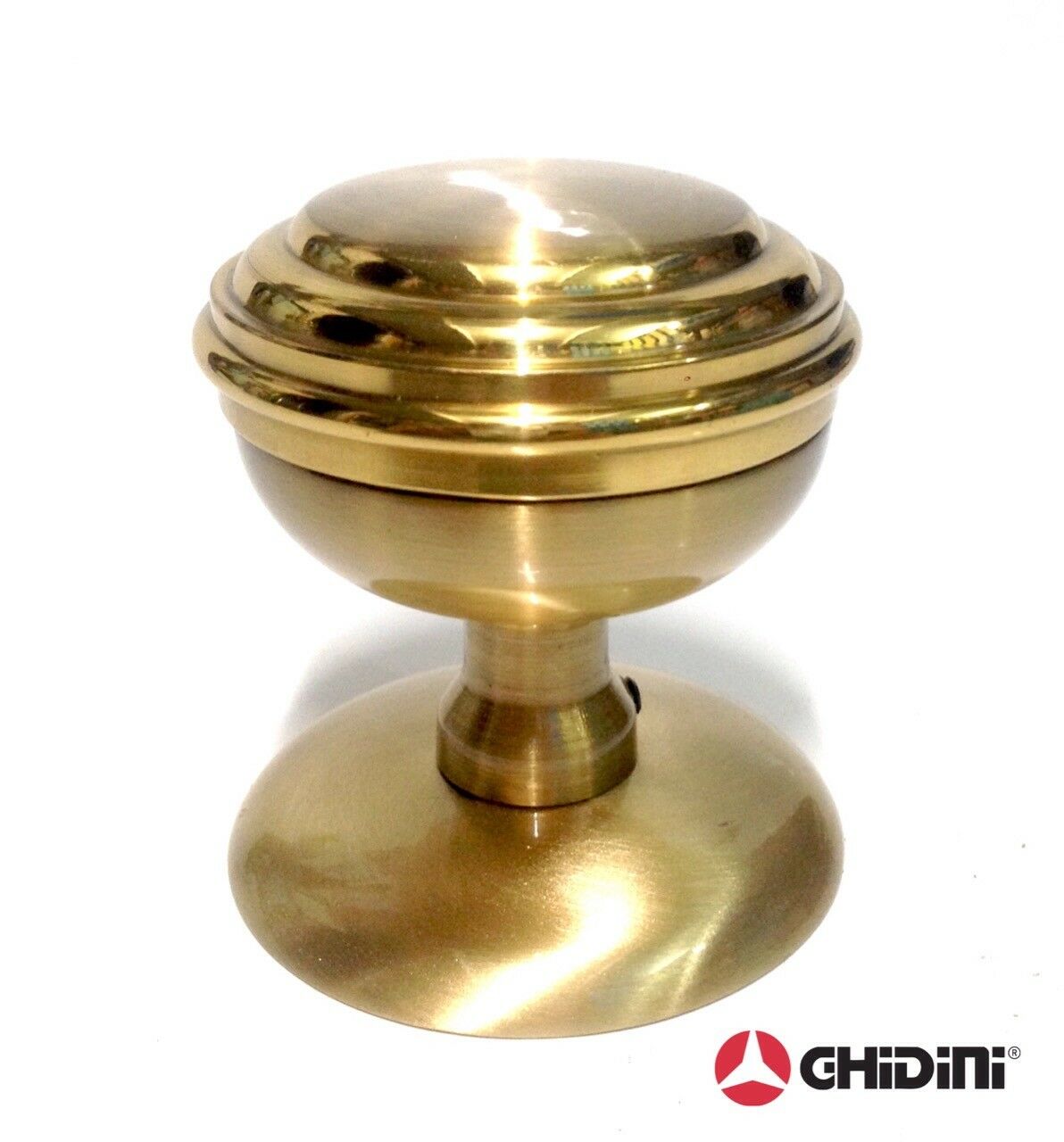 Pomolo per porta Cortina Ghidini d. mm.70 Ottone lucido/satinato pomolo fisso