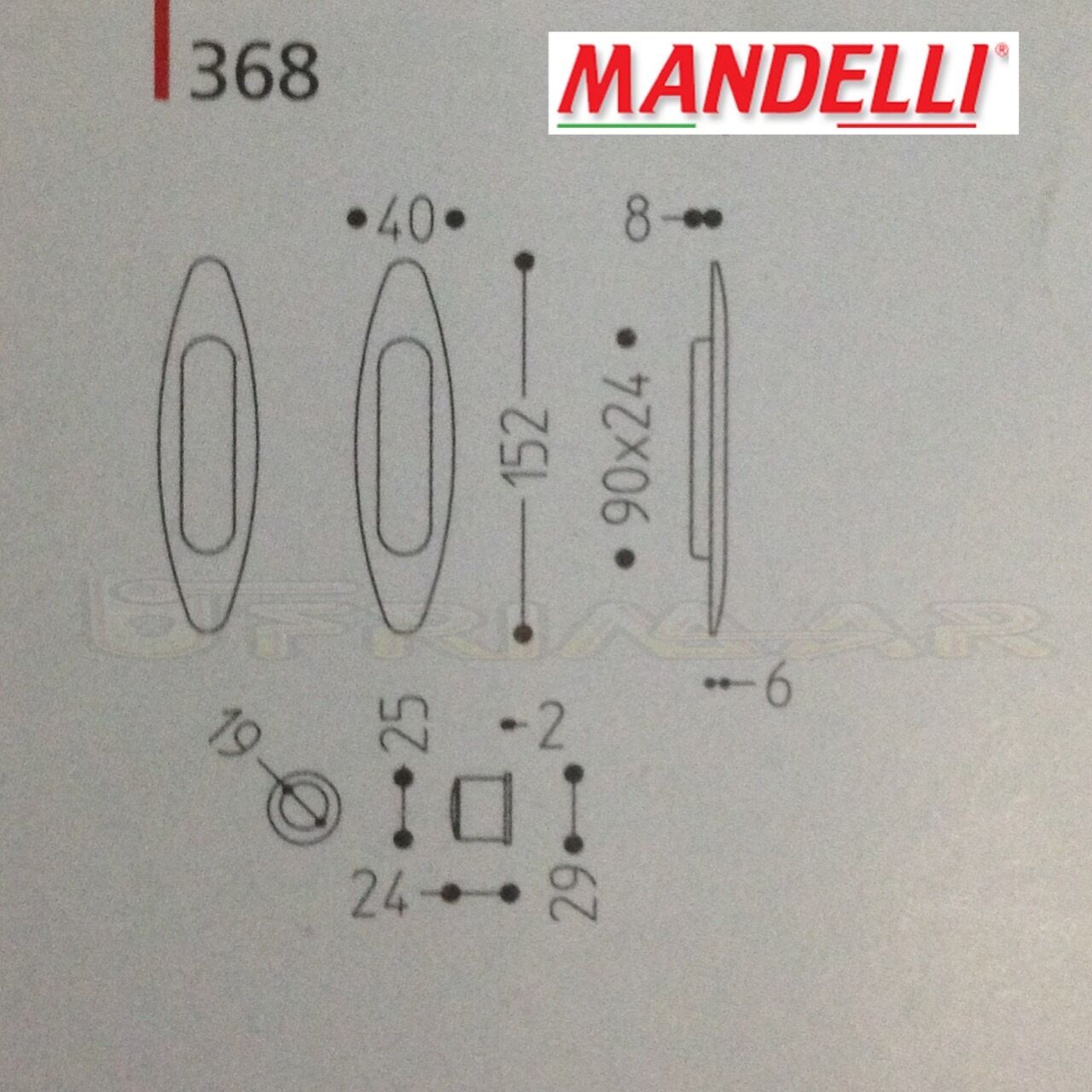KIT MANIGLIE INCASSO PER PORTE SCORREVOLI MANDELLI CLIP 368 (26D) CROMO SATIN.