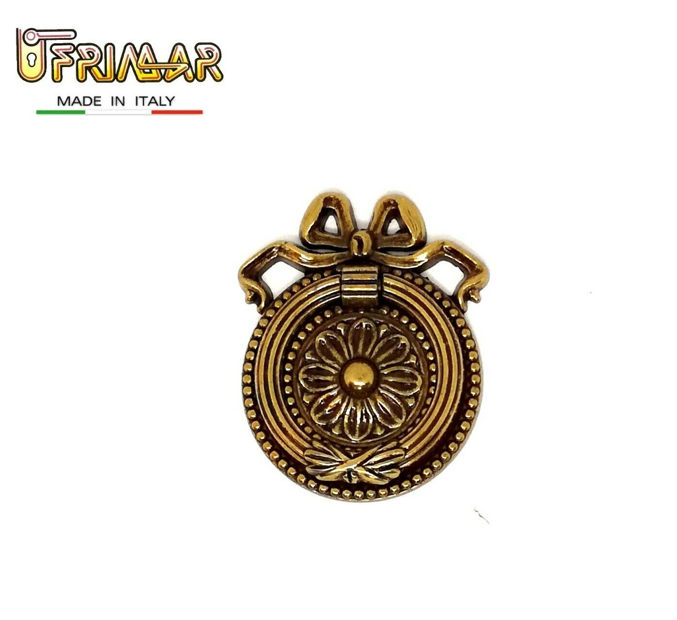 MANIGLIA ANELLO PER MOBILI ANTICHI Diametro mm.44 ORO FRANCESE ditta GIUSTI