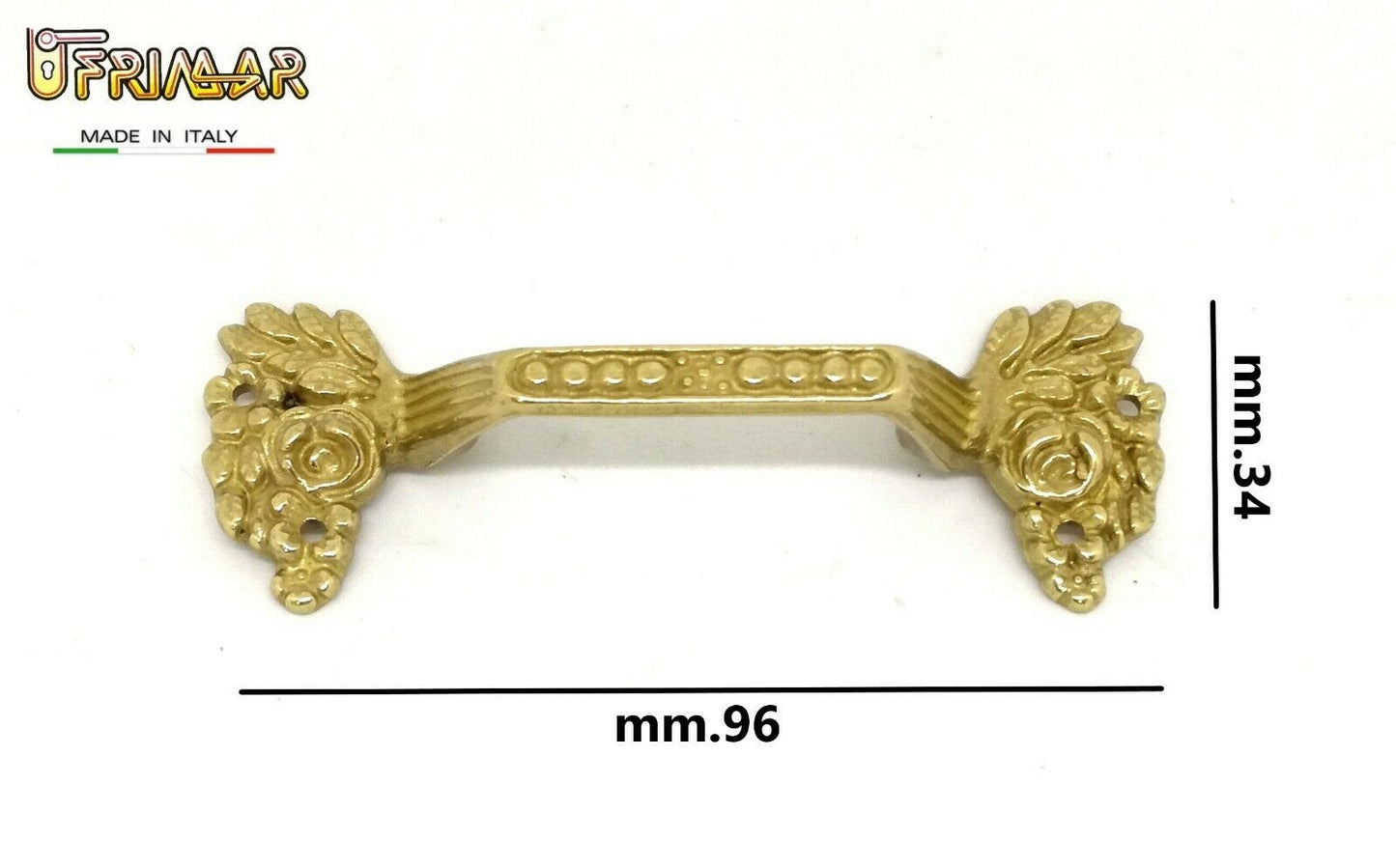 MANIGLIA PER MOBILI ANTICHI mm.96 OTTONE MANIGLIE CLASSICHE PER MOBILI IN STILE