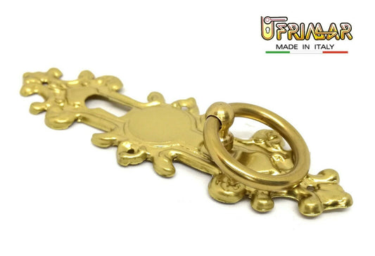 MANIGLIA CLASSICA PER MOBILE ANTICO AD ANELLO FORO CHIAVE OTTONE LUCIDO GIUSTI