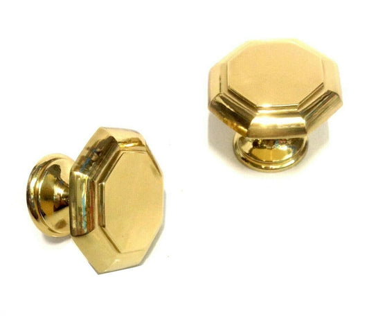 POMELLO PER MOBILE CASSETTO ANTE D.mm.25  POMOLO OTTAGONALE IN OTTONE LUCIDO