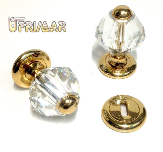 POMOLO PER PORTA PORTONE CRISTALLO SWAROVSKY d.mm.65 ORO GOLD GIREVOLE O FISSO