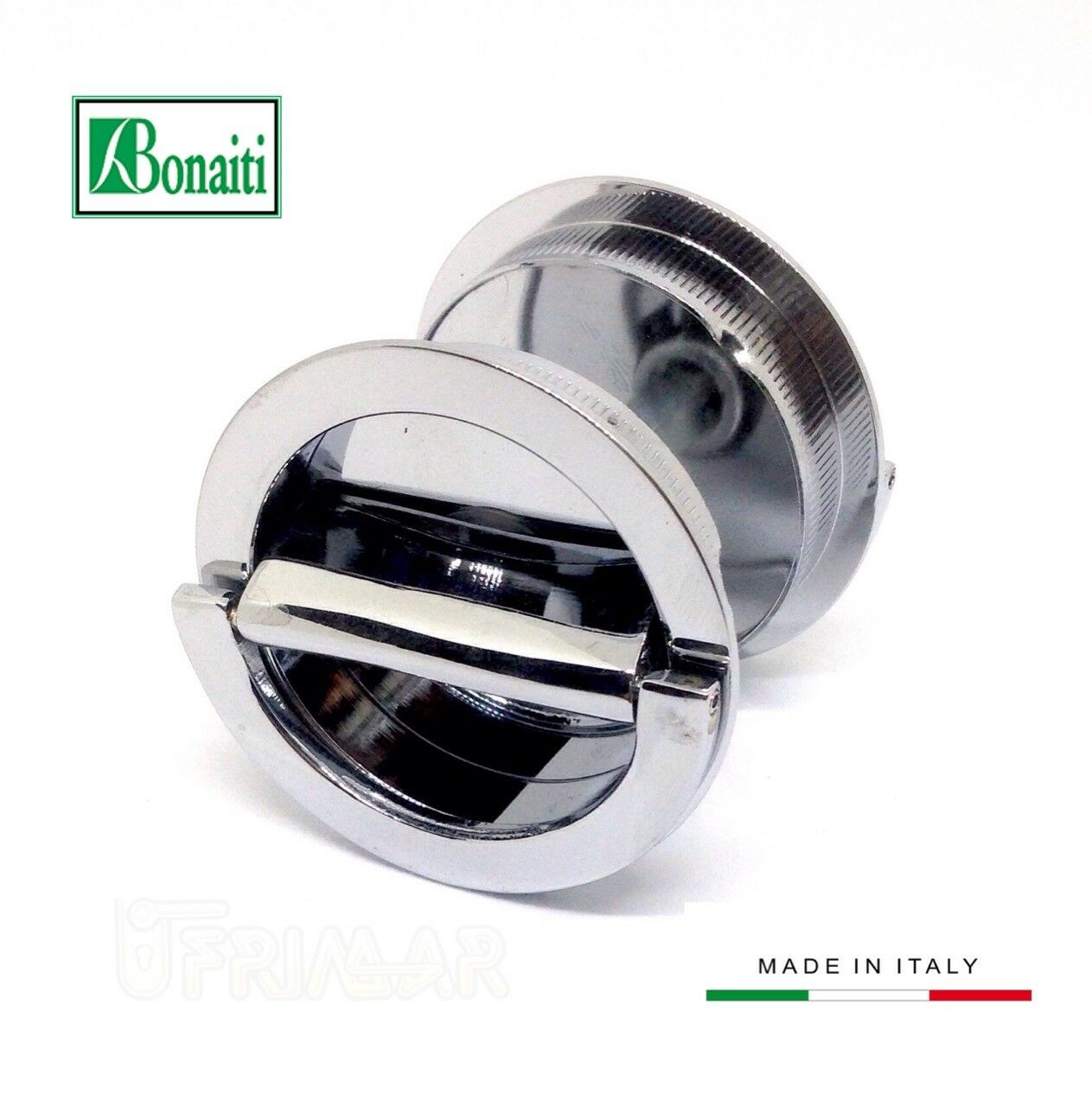 Kit maniglie incasso Bonaiti MTA doppio anello girevole Cromo Satinato D.mm.48