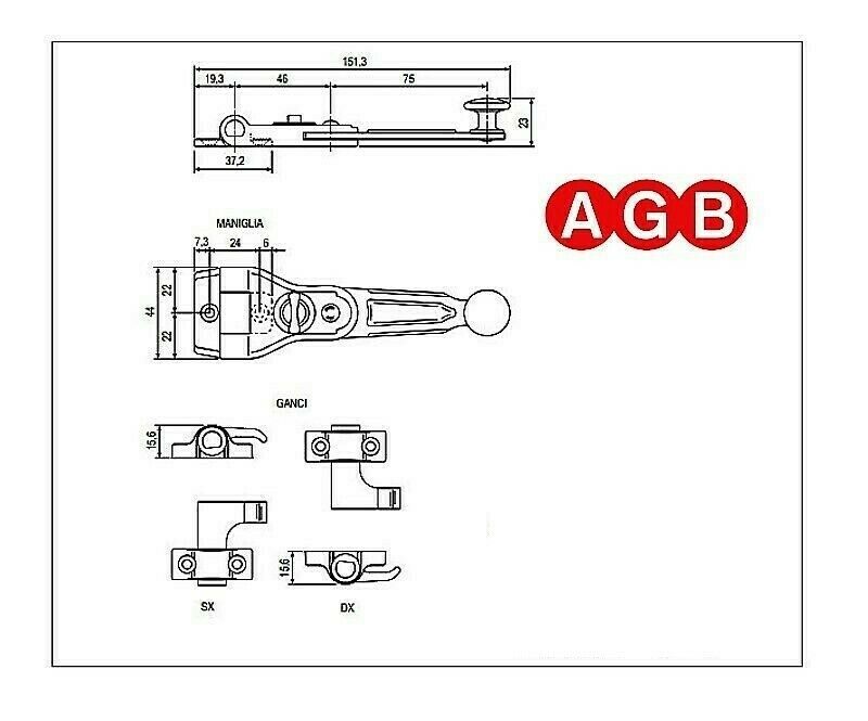 CONFEZIONE BASE SPAGNOLETTA AGB 1 E 2 ANTE H009031593 SERIE UNICA PERSIANE