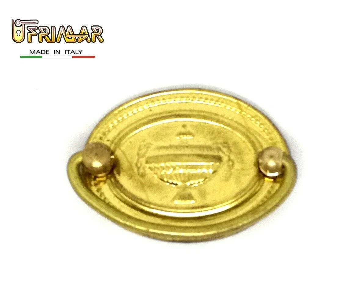MANIGLIA CLASSICA PER MOBILI ANTICHI Interasse mm.48 OTTONE LUCIDO ditta GIUSTI