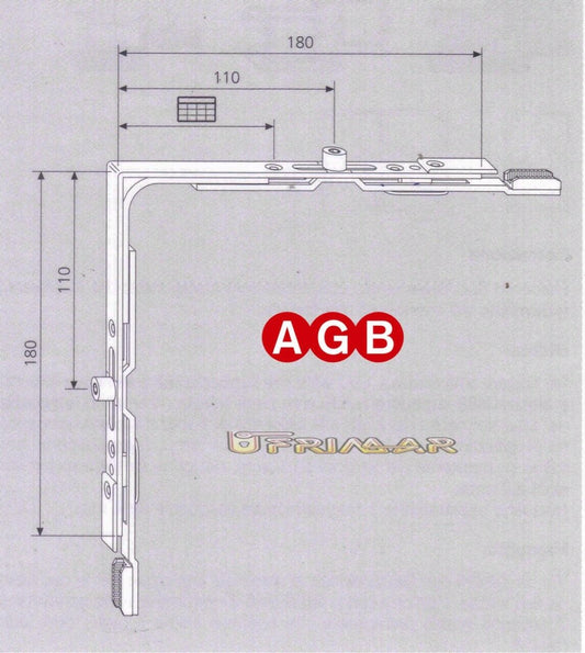 Movimento angolare AGB cod.A200090004 GR4 mm.180x180 ricambio per anta ribalta