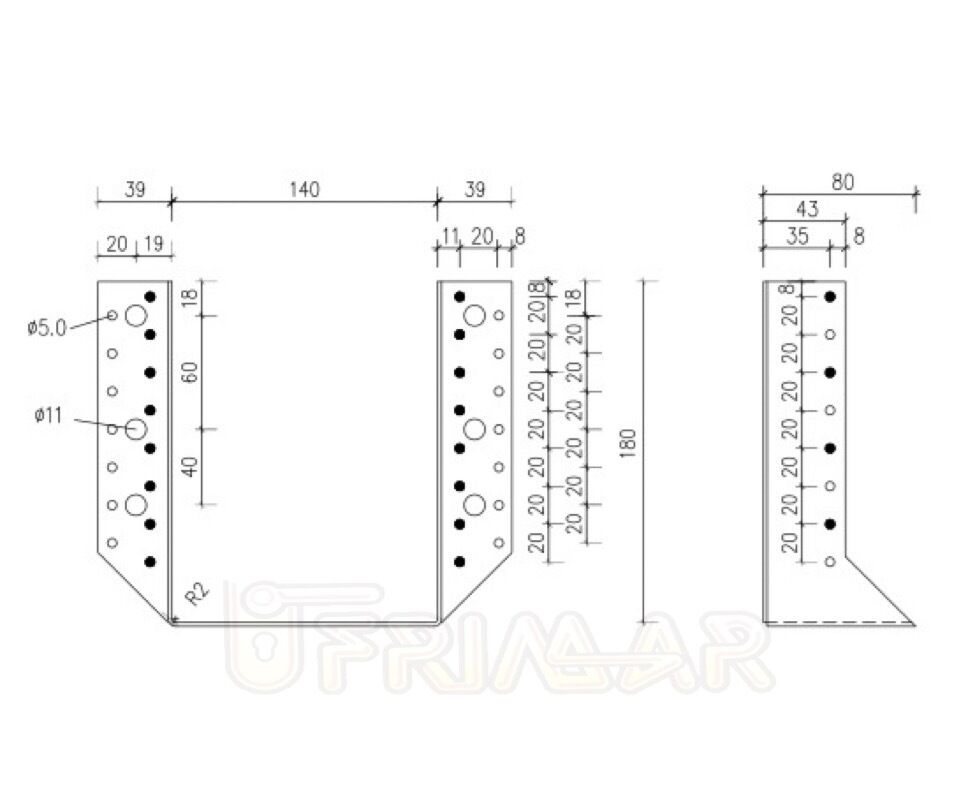 STAFFA SUPPORTO ANCORAGGIO PER TRAVE IN LEGNO 140x180 SCARPA GAZEBO E COPERTURA