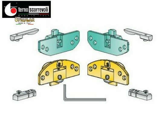 Kit per ante scorrevoli sovrapposte Terno art. 406 + 412 portata Kg.40 foro 35