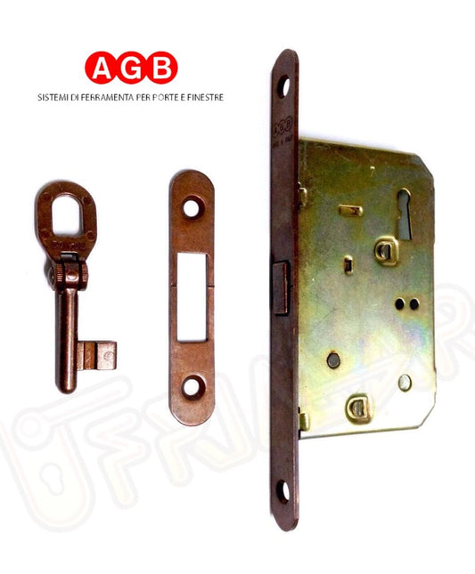 SERRATURA AGB SCIVOLA A GANCIO 01771.50 BRONZATA CHIUSURA A CHIAVE INFILARE