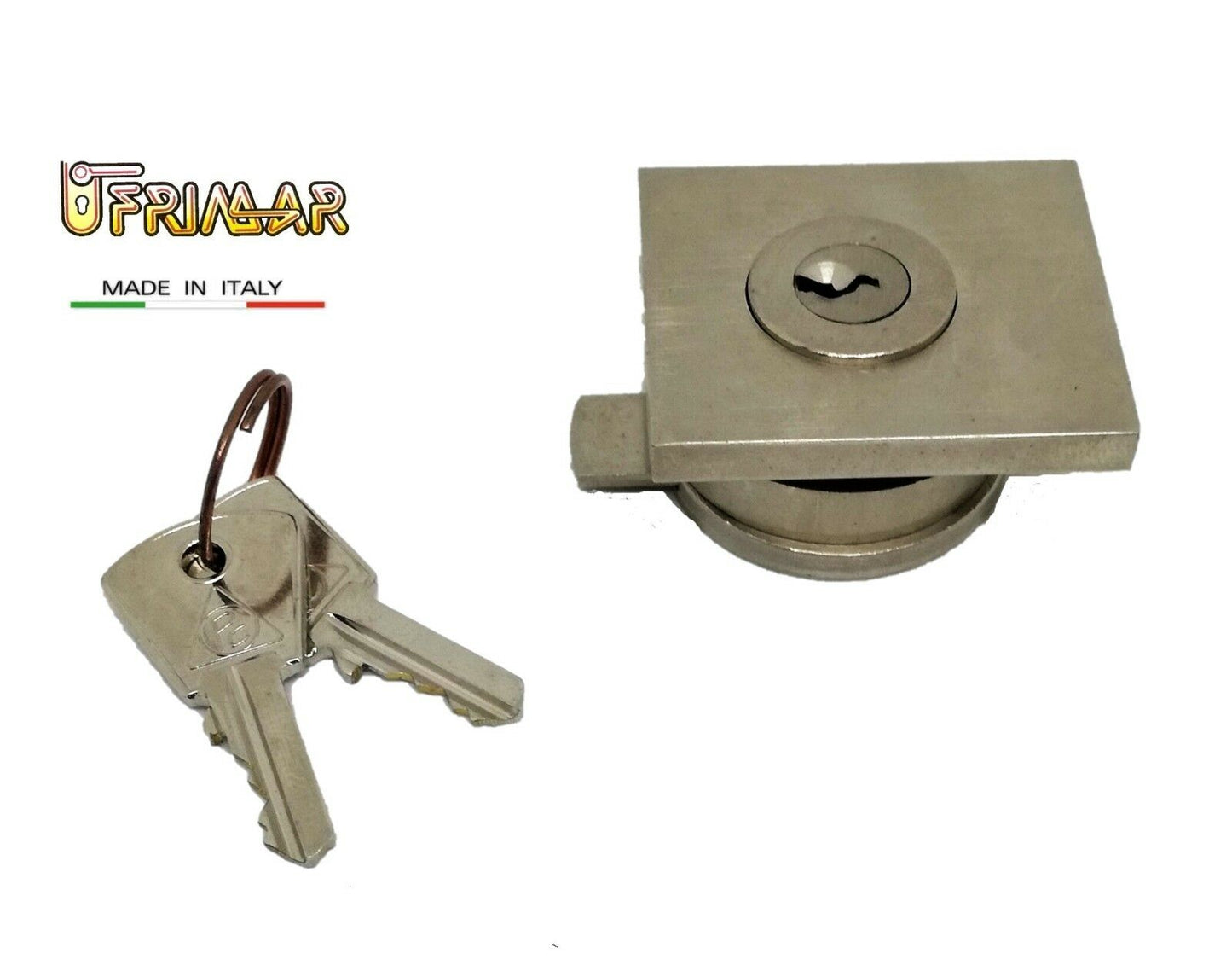 SERRATURA PER ANTINA CRISTALLO D. mm.20 CON PLACCHETTA E DISTANZIALE NIKEL SAT.
