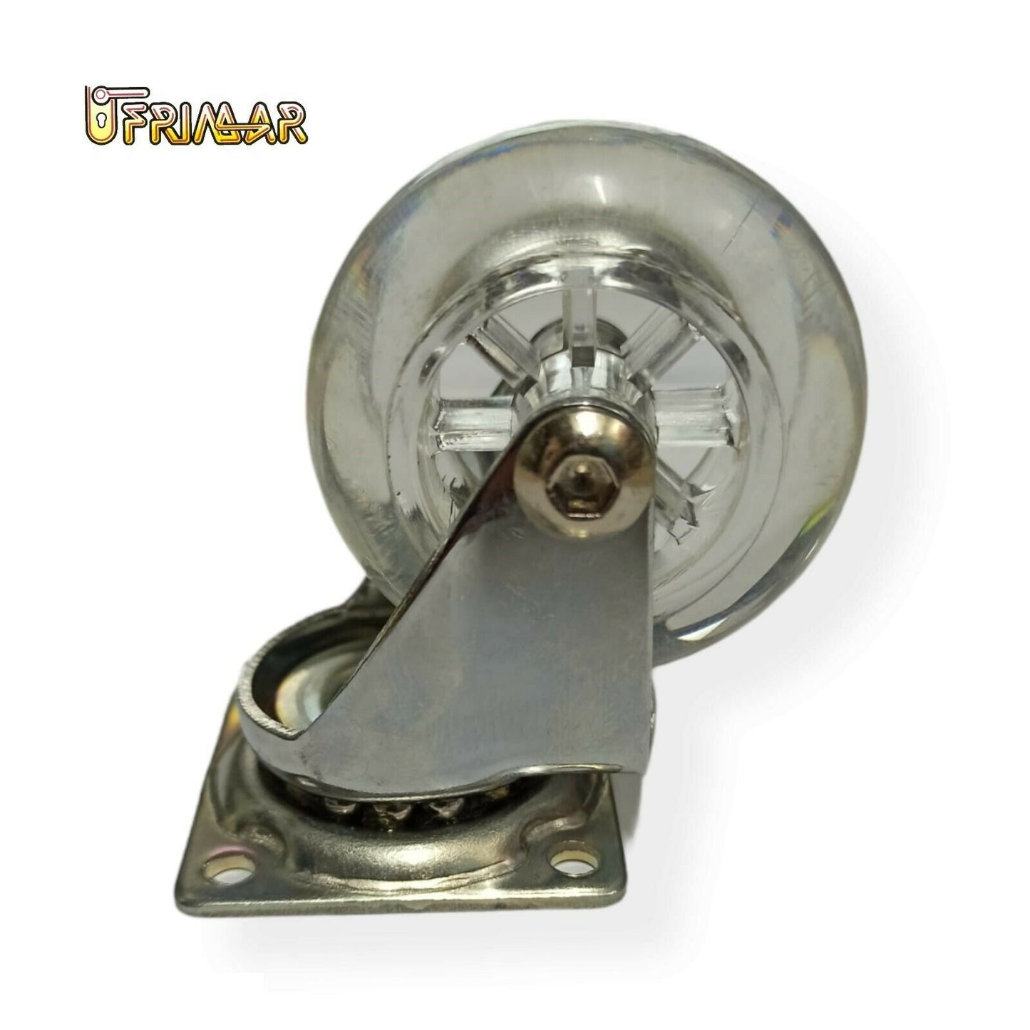 Ruote per mobili D.50 Altezza mm.64 ruota in gomma trasparente girevole ufficio