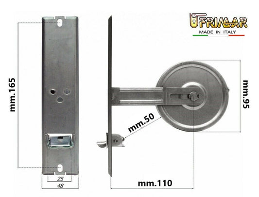 AVVOLGITORE PER TAPPARELLE RUOTA A MOLLA AVVOLGIBILI INT. mm.165 MT.8 CON PLACCA