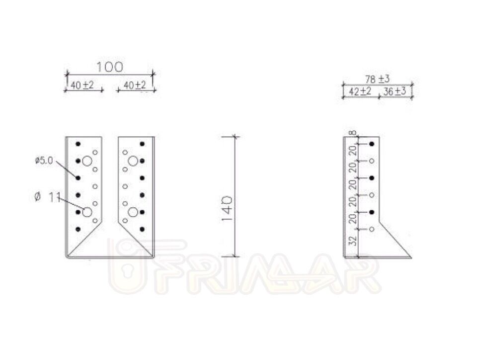 STAFFA SCARPA ANCORAGGIO PER TRAVI IN LEGNO 100x140 SUPPORTO CON ALETTE INTERNE