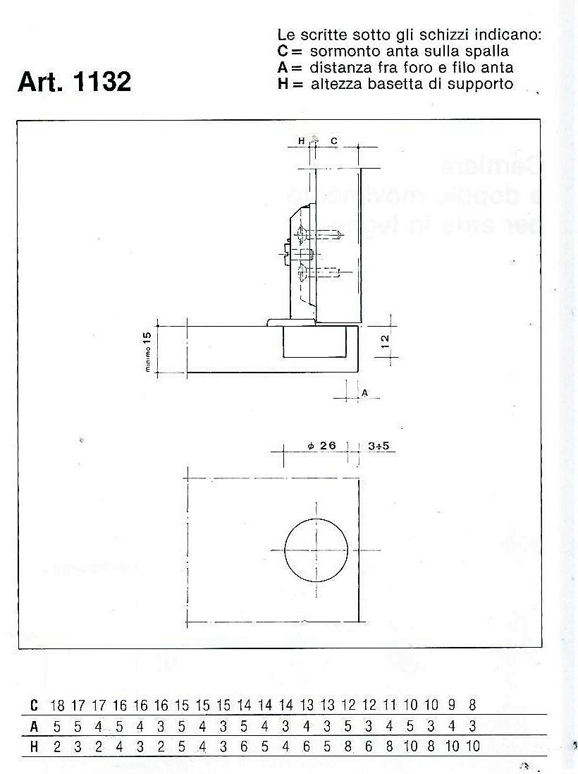 CERNIERA CONFALONIERI UCG 1132 PER ANTA LEGNO A SORMONTO FORO 26 Ap.92°
