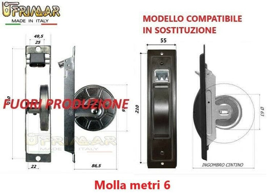 AVVOLGITORE PER TAPPARELLE SEMINCASSO Metri 6 Int.mm.210 COMPATIBILE TIPO SECCO