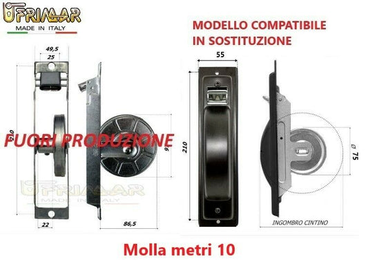 AVVOLGITORE PER TAPPARELLE SEMINCASSO Metri 10 Int.mm.210 COMPATIBILE TIPO SECCO