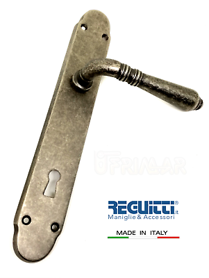 Maniglia per porta Argento vecchio serie GINEVRA Reguitti Art.40MP con placca