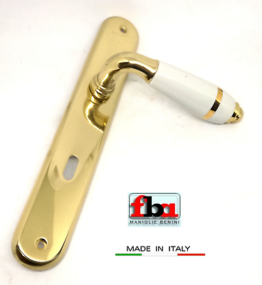 Maniglia porta FBA Licia 1390 Oro lucido e Porcellana D.70 placca foro patent