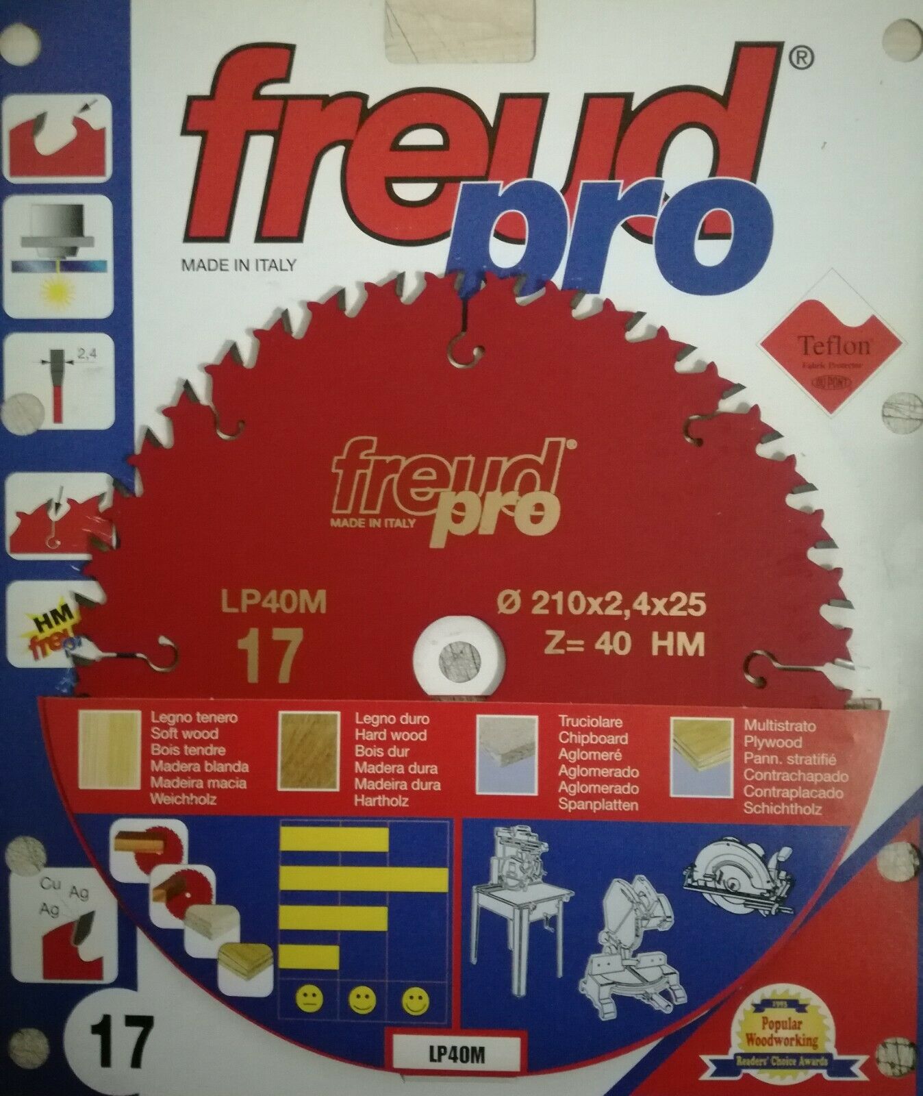 DISCO PER LEGNO FREUD d.210 FORO 25 denti 40 LAMA PER TRONCATRICE SEGA CIRCOLARE
