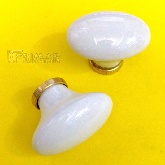 POMOLO CERAMICA PORCELLANA BIANCA D.mm.42x28 PER ANTA CUCINA BAGNO Made in Italy