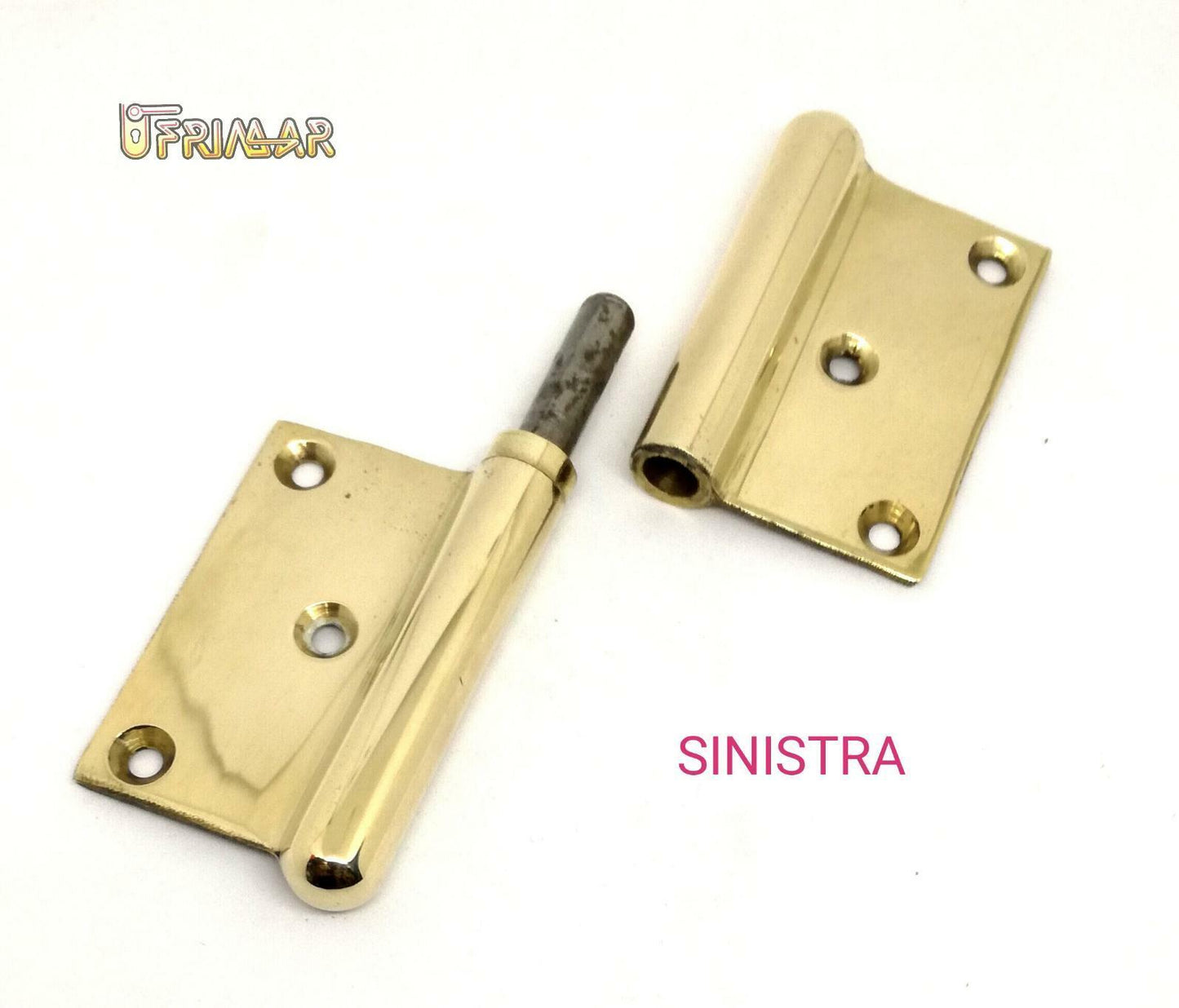 Cerniera per porte legno MM.120x75 Sinistra Ottone Lucido Cerniera a bandiera