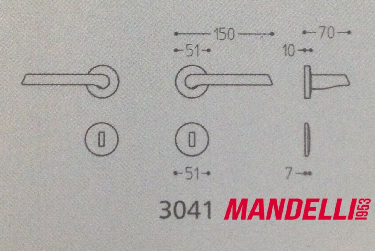 Maniglia Mandelli per porta serie Riflesso art.3041 Varie finiture MADE IN ITALY