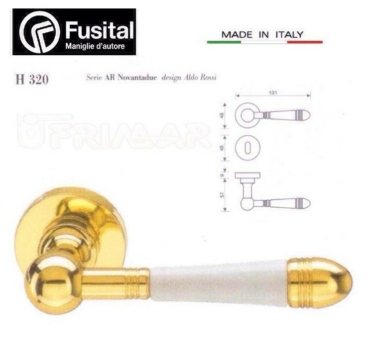 Maniglia Fusital H320 R8 Oro lucido + Bianco design Aldo Rossi maniglia porta