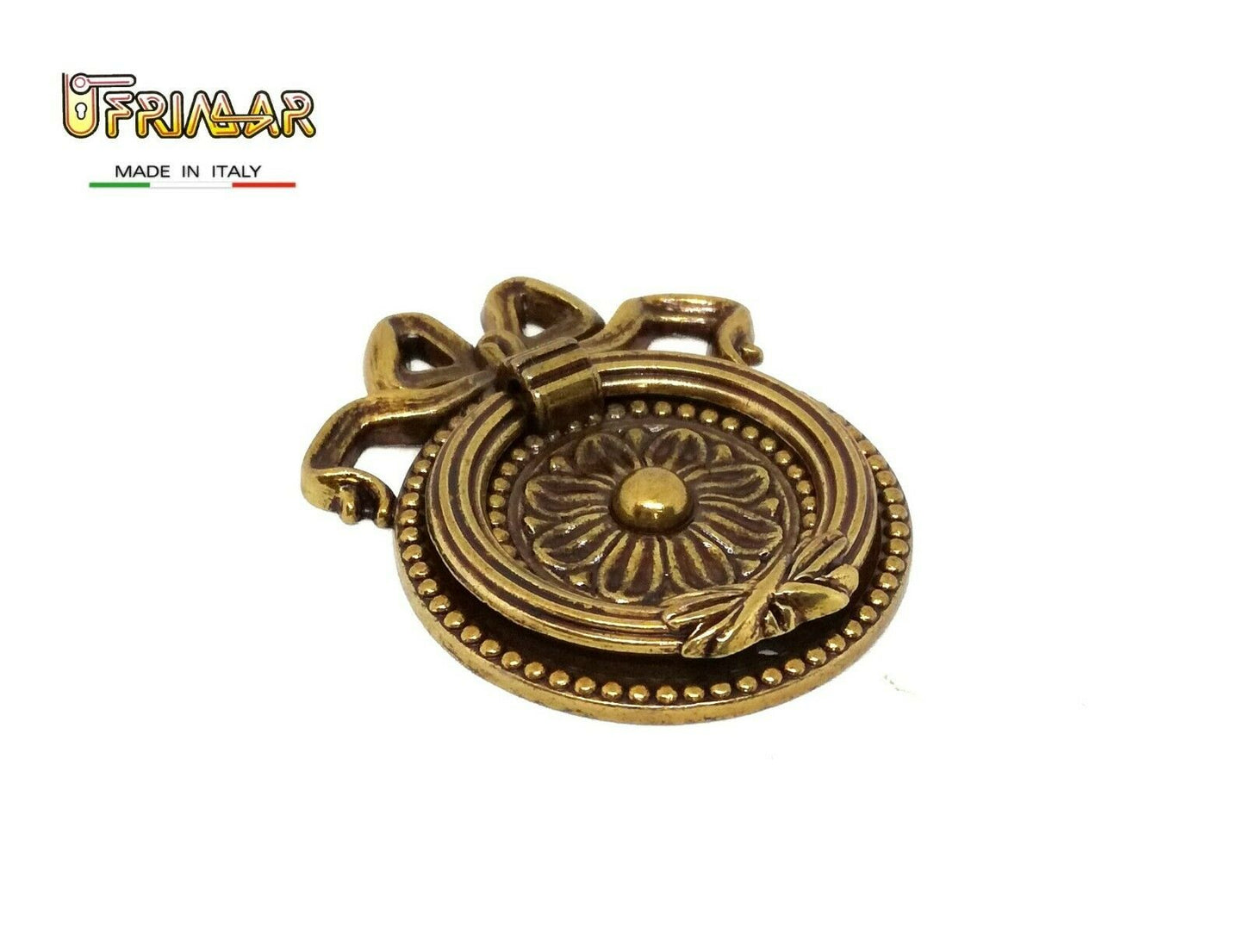 MANIGLIA ANELLO PER MOBILI ANTICHI Diametro mm.44 ORO FRANCESE ditta GIUSTI