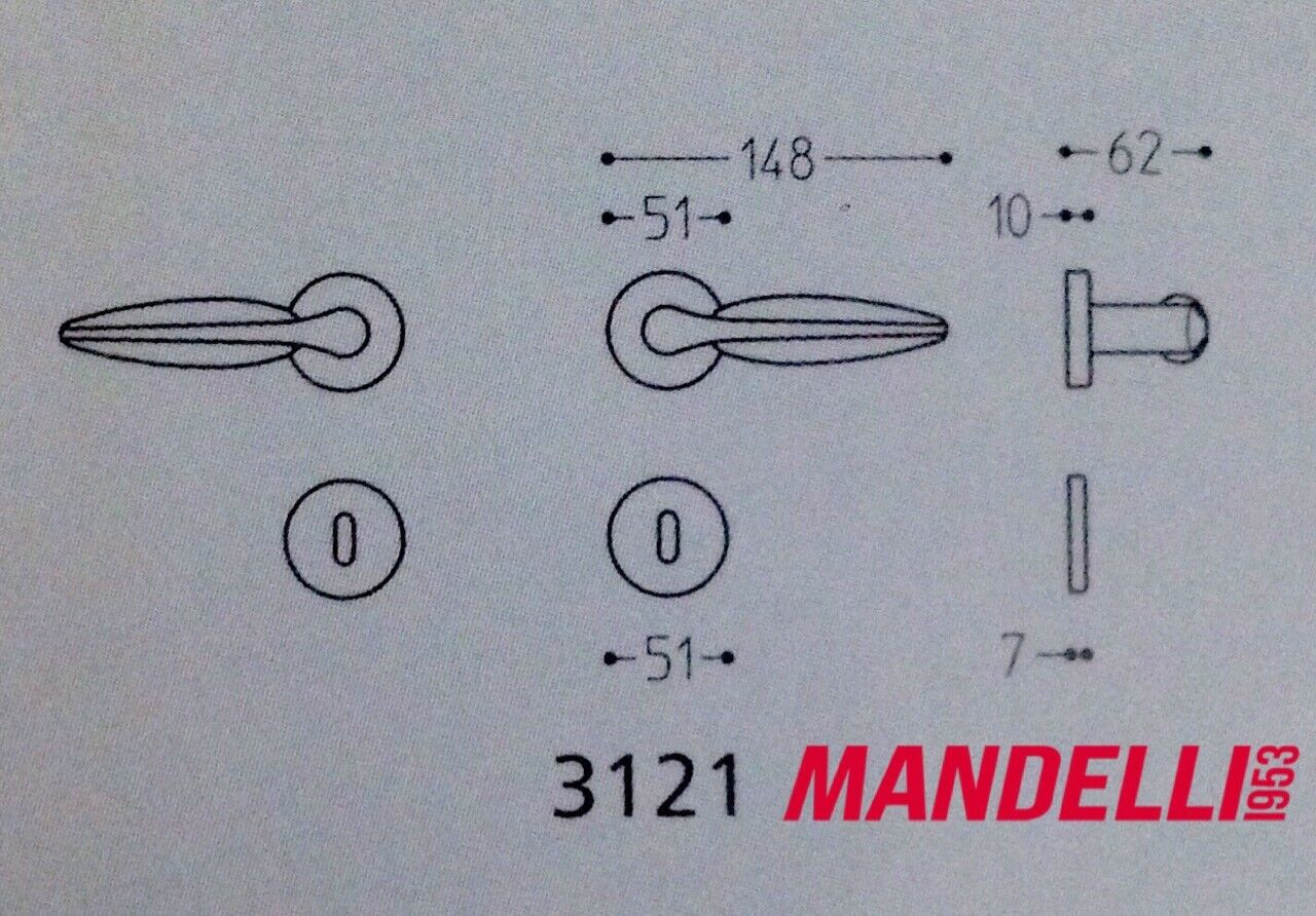Maniglia per porta Mandelli serie Duo art.3121 Oro + Metacrilato Acquamare
