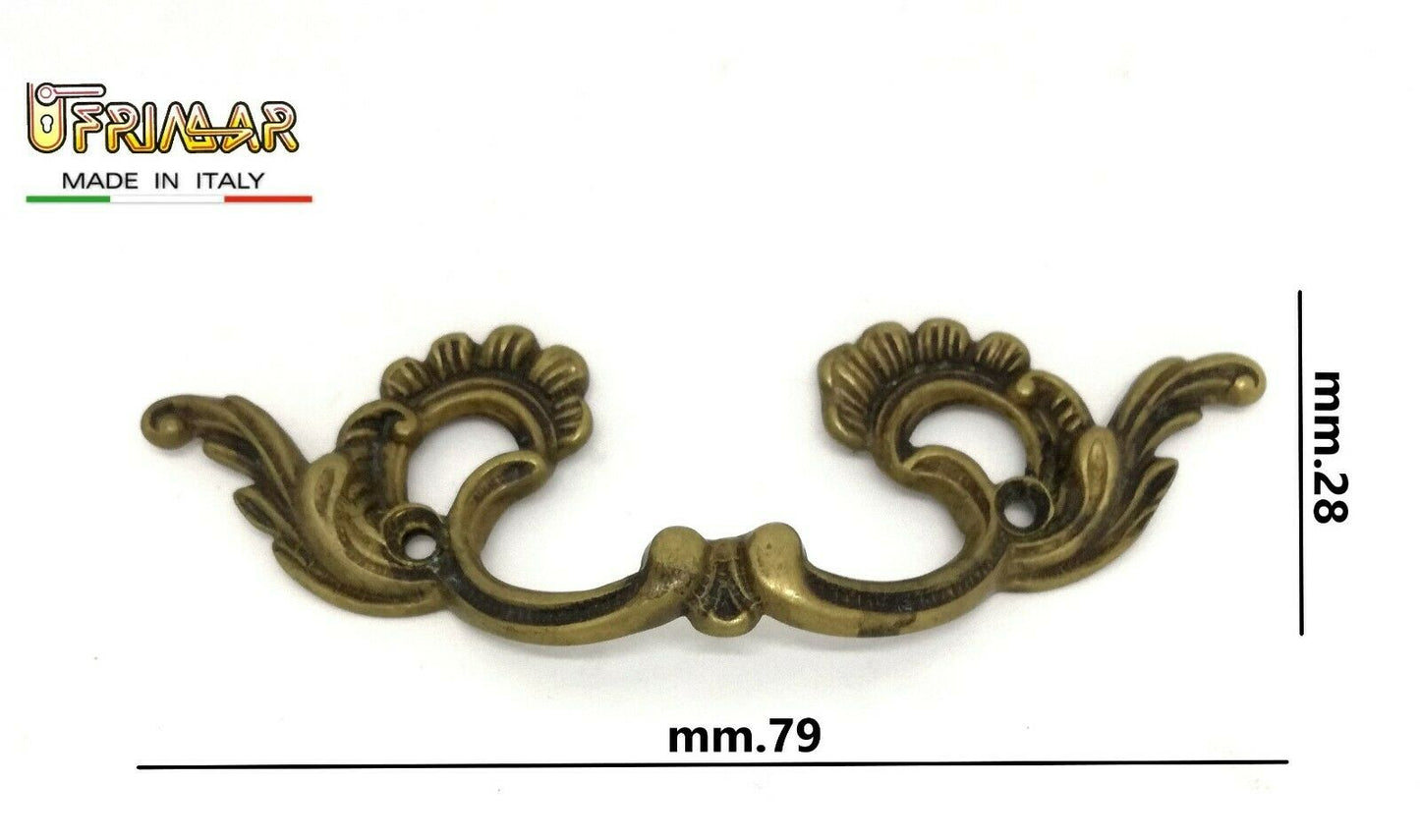 MANIGLIA CLASSICA PER MOBILI ANTICHI mm.79 OTTONE ANTICATO BRONZO ditta GIUSTI