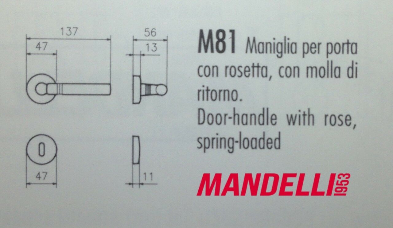 MANIGLIA PER PORTA MANDELLI serie GEO M81 ORO LUCIDO per porte interne in legno