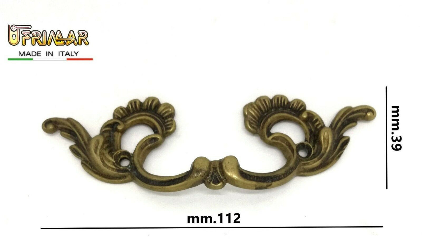 MANIGLIA CLASSICA MOBILI ANTICHI MANIGLIETTA mm.112 OTTONE ANTICATO BRONZO GIUST