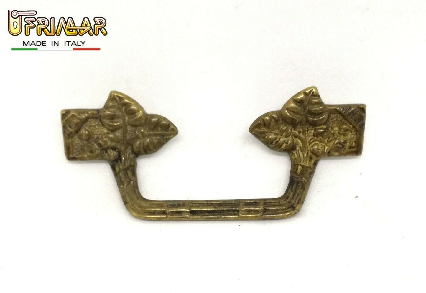MANIGLIA CLASSICA PER MOBILI ANTICHI Interasse mm.64 OTTONE PATINATO ANTICO