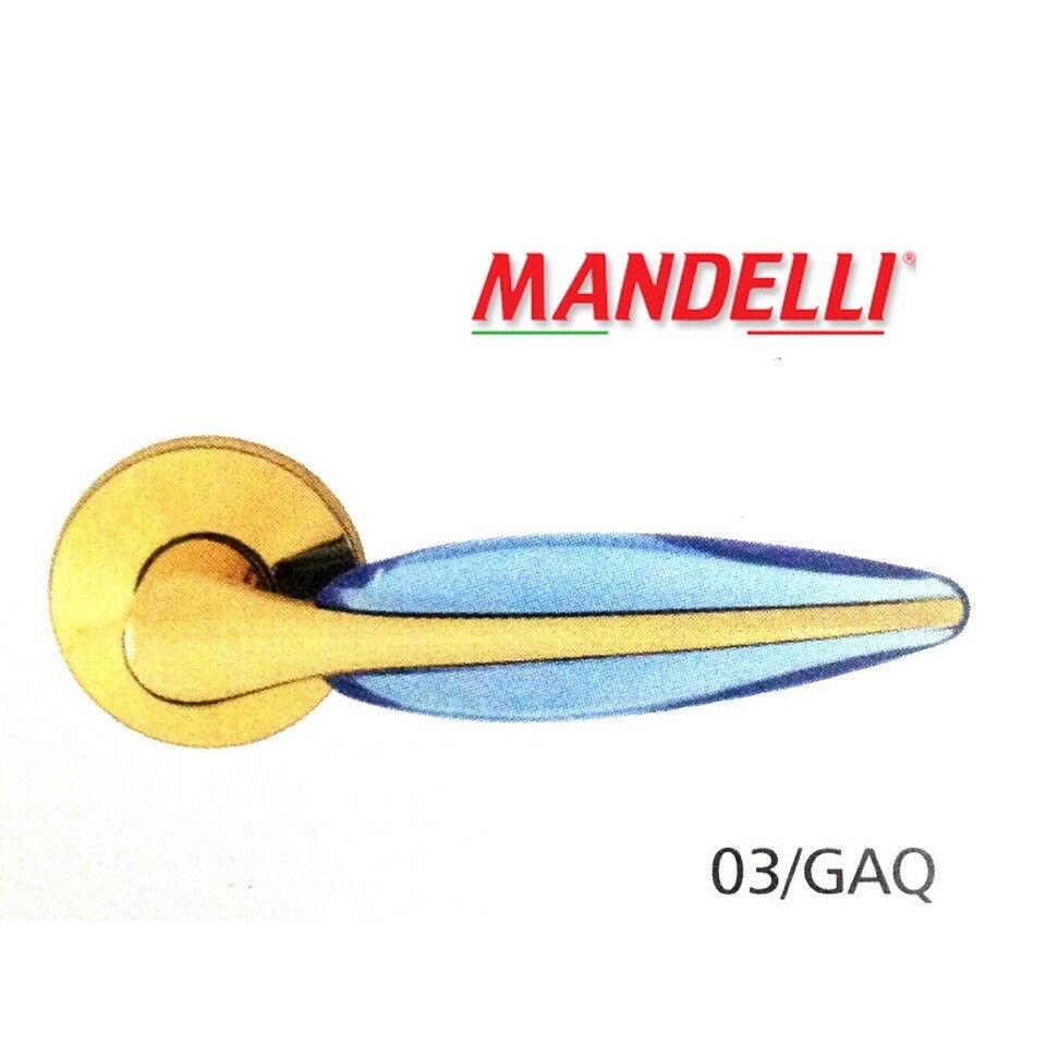 Maniglia per porta Mandelli serie Duo art.3121 Oro + Metacrilato Acquamare