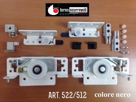 GUARNITURA COMPLETA 522/512 TERNO PER ANTA SCORREVOLE INTERNA finitura NERO