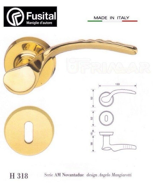 Maniglia Fusital H318 R8 Oro lucido design Angelo Mangiarotti maniglia porta