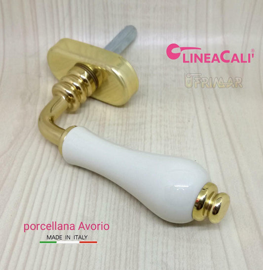 Cremonese ceramica DK per finestra porcellana avorio e Ottone lucido LINEA CALI'