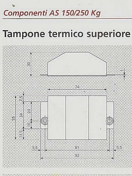 Tampone termico superiore per alzante scorrevole AGB G007280030 x spess. 56 mm.