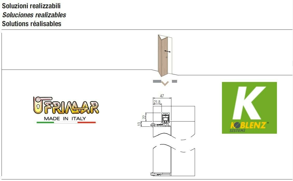 GUARNITURA KOBLENZ 0200/4 PER PORTE PIEGHEVOLI A LIBRO AMBIDESTRO SYSTEM 0200/50