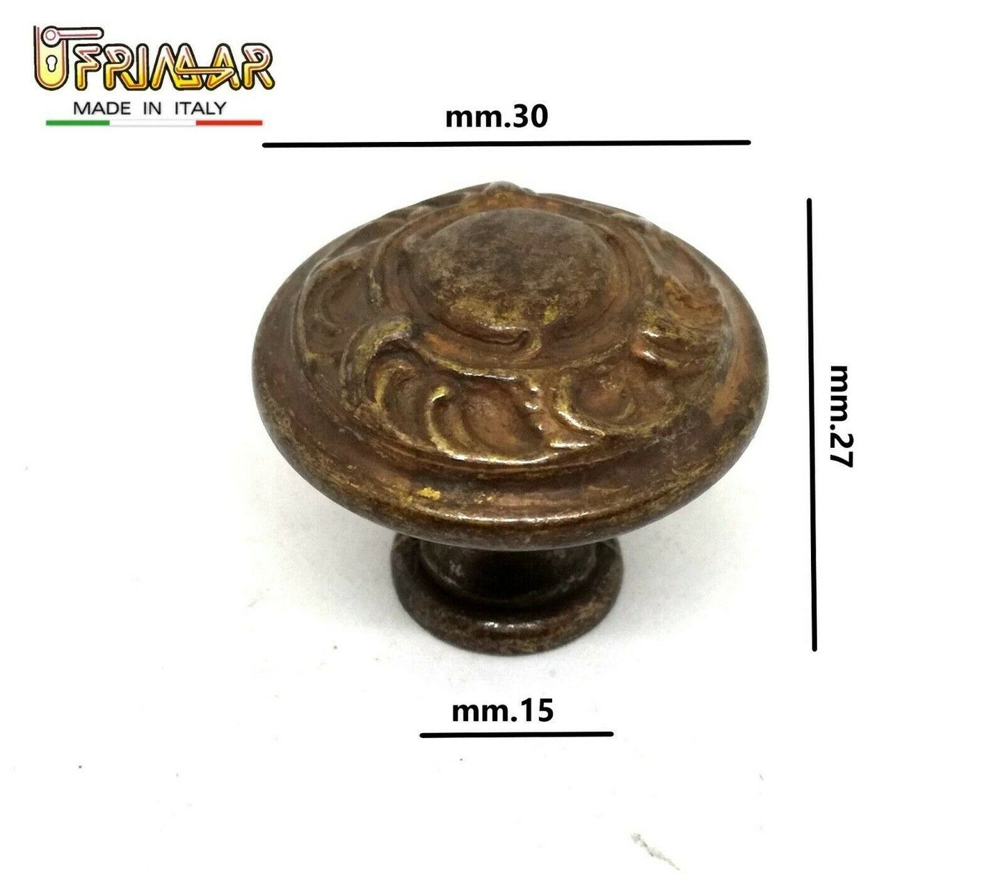 POMELLO PER CASSETTO MOBILI ANTICO STILE CLASSICO D.mm.30 BESANA BRONZO ANTICO