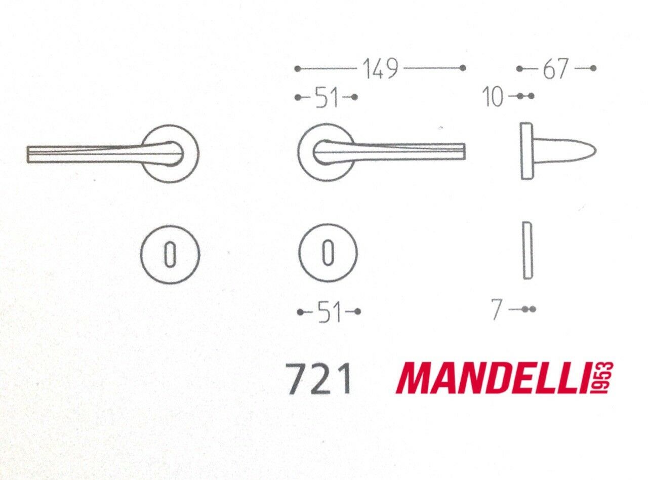 MANIGLIA PER PORTA MANDELLI serie FILO 721 finitura PVD oro lucido Antigraffio