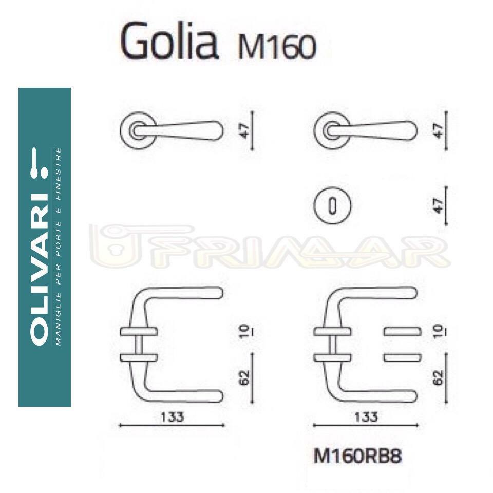 MANIGLIA OLIVARI GOLIA M160RB8 NERO OPACO CON ROSETTA Design PENTA ASSOCIATI