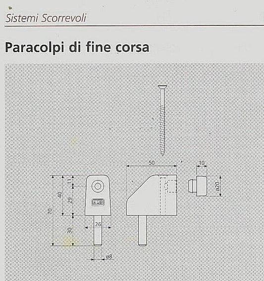 Paracolpo fine corsa alzante scorrevole AGB G007280013 in plastica con gommino