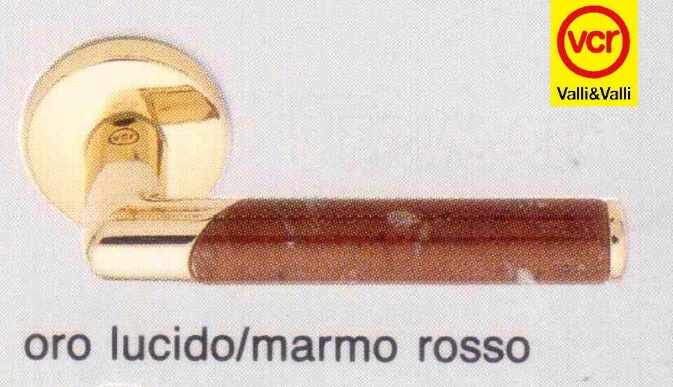 Maniglia porta Valli e Valli Dahlia H183 R8 Ottone lucido + marmo rosso VCR