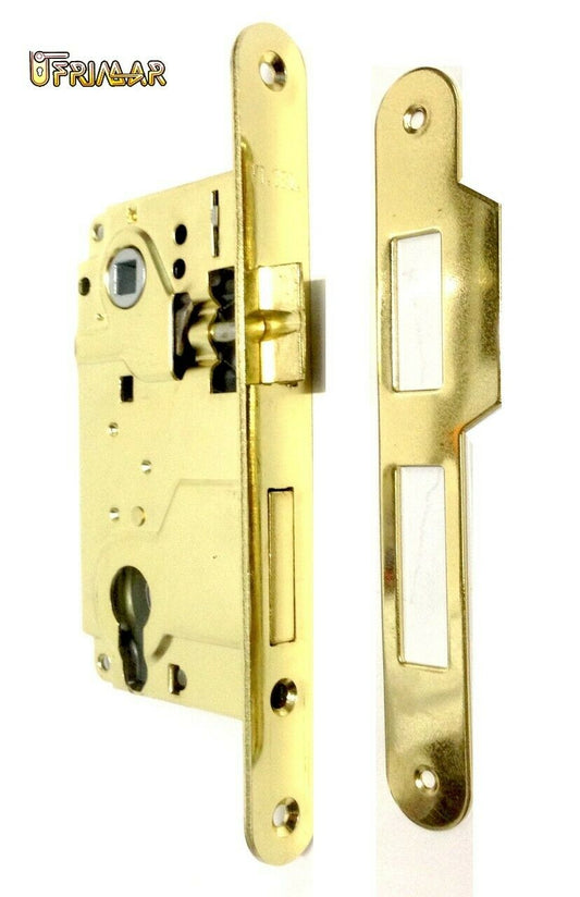 SERRATURA FORO YALE RIDOTTA E.mm.50 OTTONATA DIST.mm85 INFILARE TIPO PATENT