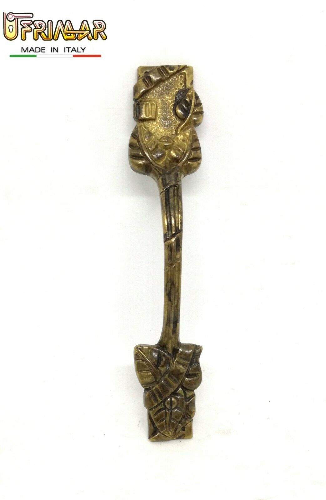MANIGLIA CLASSICA PER MOBILI ANTICHI Interasse mm.64 OTTONE PATINATO ANTICO